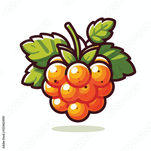 berry, cloudberry, food, natural, nature, healthy, fresh, background, organic, isolated, ripe, juicy, fruit, summer, illustration, orange, green, sweet, vitamin, leaf, nordic, plant, red, forest, tast