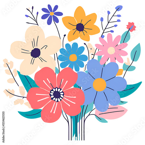 floral background with flowers and butterflies