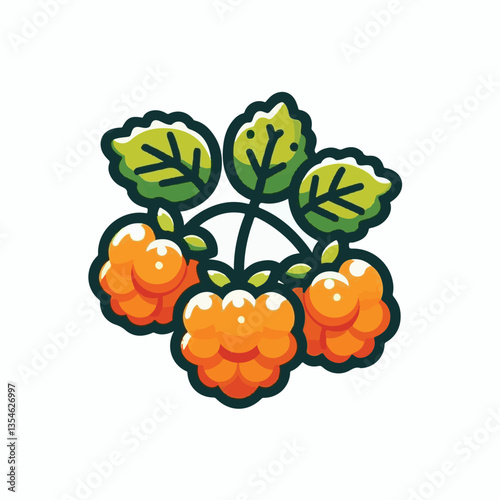 berry, cloudberry, food, natural, nature, healthy, fresh, background, organic, isolated, ripe, juicy, fruit, summer, illustration, orange, green, sweet, vitamin, leaf, nordic, plant, red, forest, tast