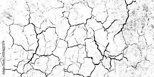 Cracked dry wall texture background. Abstract cracked wall in summer.