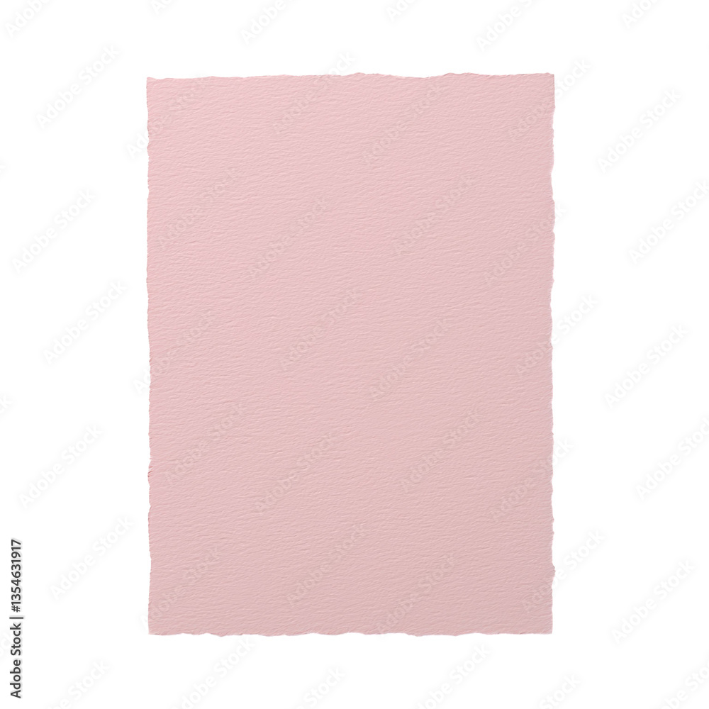 Fototapeta premium Pink paper with rough, deckled edges and a textured surface. The soft pastel shade makes it great for invitations, crafts, and creative projects. Isolated on transparent background, png.
