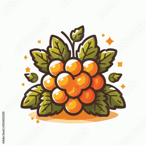 berry, cloudberry, food, natural, nature, healthy, fresh, background, organic, isolated, ripe, juicy, fruit, summer, illustration, orange, green, sweet, vitamin, leaf, nordic, plant, red, forest, tast