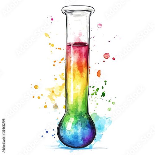 watercolor vector of Culture Tube, isolated on a white background.