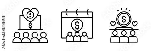 fundraising event icon, fundraising event line art - simple line art of fundraising event, perfect for fundraising event logos and icons