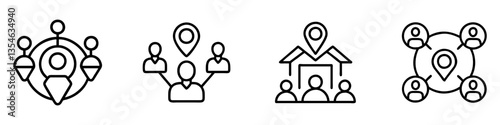 local community icon, local community line art - simple line art of local community, perfect for local community logos and icons