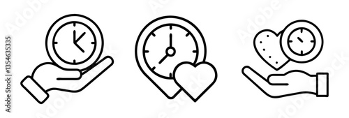 volunteer hours icon, volunteer hours line art - simple line art of volunteer hours, perfect for volunteer hours logos and icons