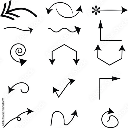 Vrious kinds of arrows, Unique arrow vector collection