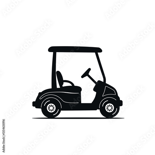 Golf cart silhouette on a white background in a simple design