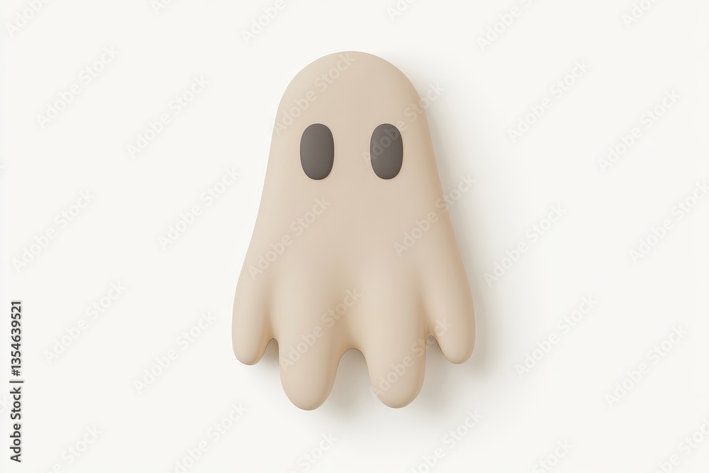 Fototapeta premium Cute cartoon ghost, light beige color, simple design