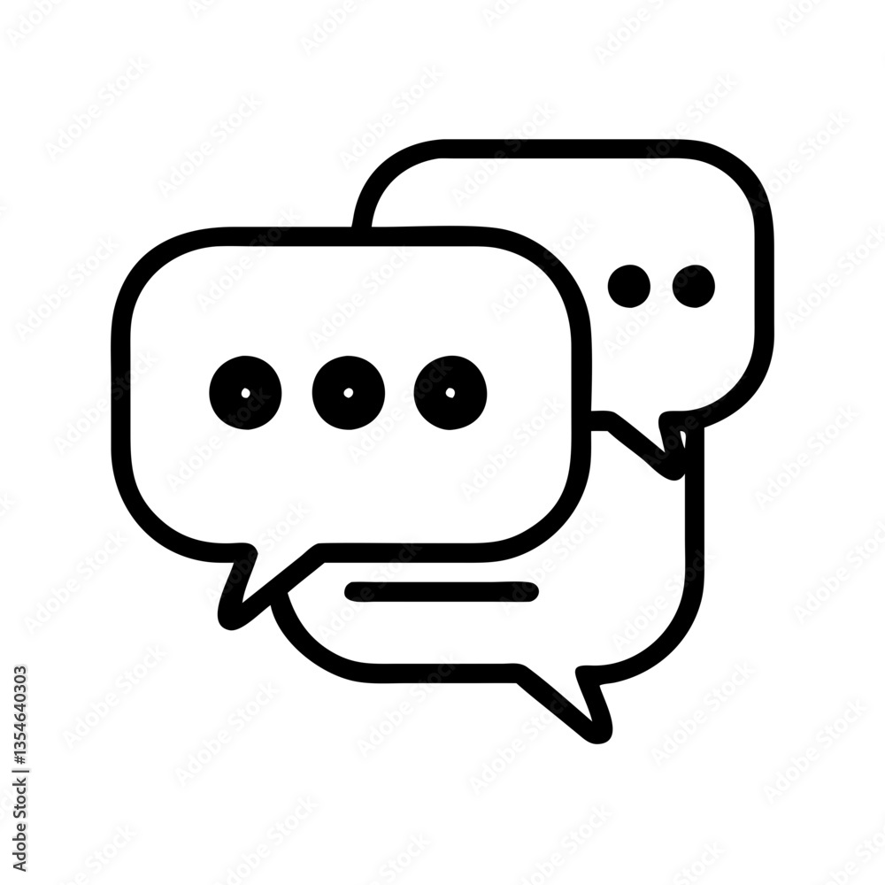 conversation bubbles outline symbol on a white background conversation bubbles outline symbol on a white background