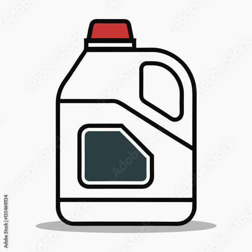 Plastic Chemical Container with Red Cap – Industrial Liquid Storage Icon