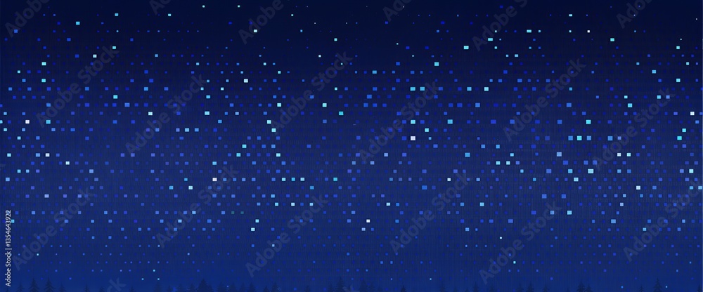 Fototapeta premium Night Sky Pixel Art Abstract Blue Starry Background