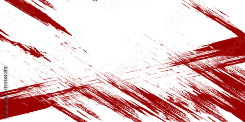 Straight red ink vector lines pack. Bloody color long and round hand-drawn brushstroke text highlights, frames, circles. Asian calligraphy brushstroke set.