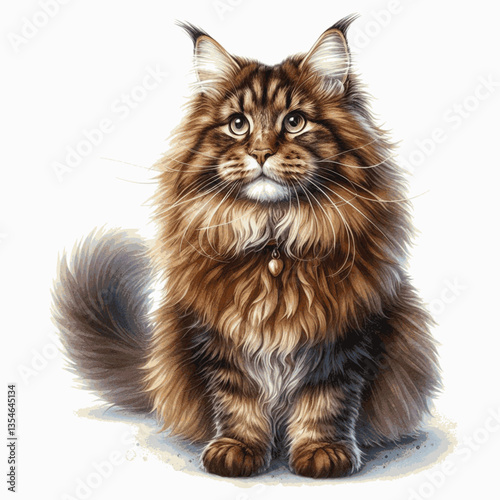 Maine Coon cat isolated watercolor vector illustration svg