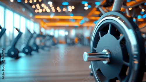 Wallpaper Mural Modern Gym Interior Close Up On Black Weight Plate With Metallic Star Design Selective Focus On Exercise Equipment Under Light, Cool Color Tones Reflecting Clean Workout Space Torontodigital.ca