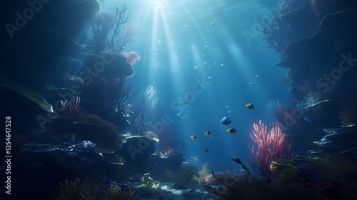 Sunlit Ocean Reef Scene
