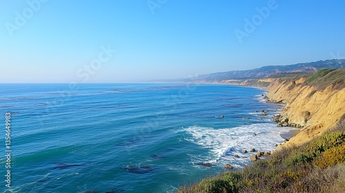 Dramatic Coastal Cliffs and Ocean View under Clear Blue Sky