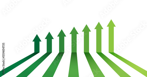 upward green arrow head or lines for teamwork, success friendship, target, achieve or goal in business, education, life template