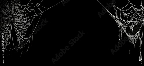 Dew Kissed Spiderwebs Halloween Nature Background