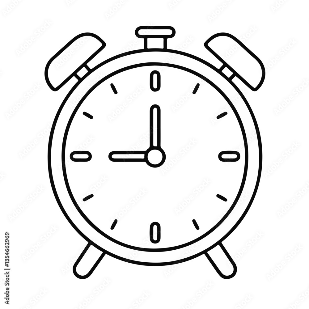 Alarm clock icon in a minimalist line art style Alarm clock icon in a minimalist line art style