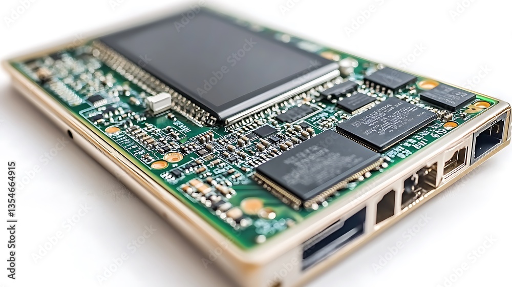 Close-up of a circuit board with screen. Close-up of a circuit board with screen.