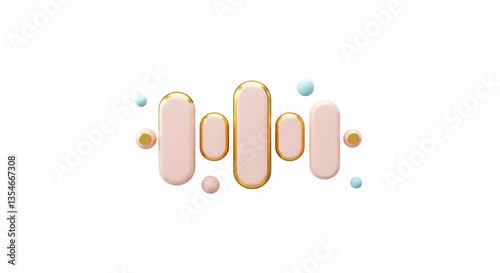 Isolated Audio Equalizer with Golden Accents and Bubbles