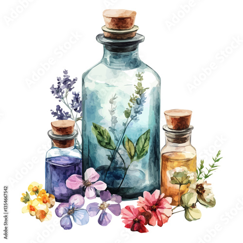 Desiccator, watercolor illustration, isolated on a white background.