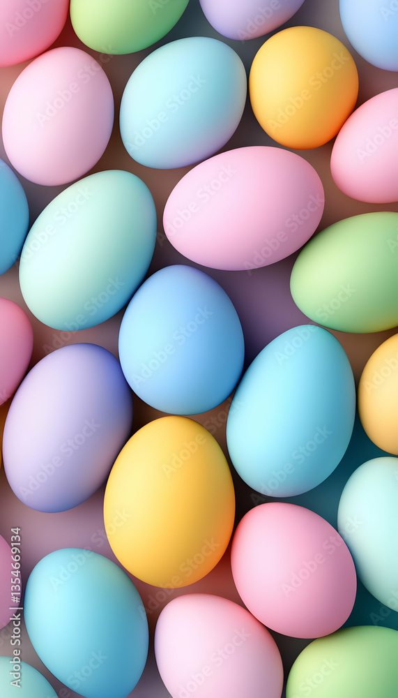 Pastel-colored eggs arranged in a close-up overhead shot Pastel-colored eggs arranged in a close-up overhead shot