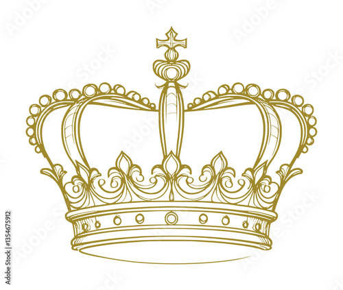 line art sketch drawing- royal king's crown (artwork 5)