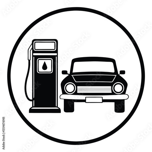 Automobile Fueling Station Silhouette Graphic