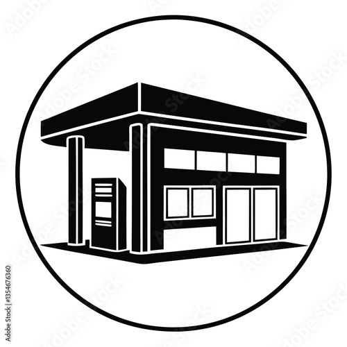 Black Silhouette Gas Pump Station Clipart