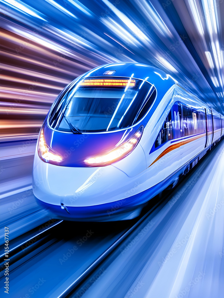 Fototapeta premium High-speed train in tunnel, motion blur