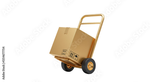 Isolated Hand Truck with Box for Delivery Service Representing Shipping