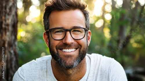 A Portrait of a Happy Man Smiling Outdoors