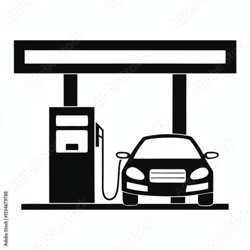 Minimalist Fueling Station Icon with Pump Dispenser