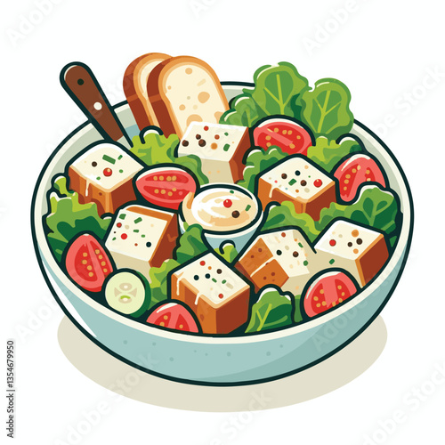 healthy, lunch, food, cheese, meal, lettuce, fresh, salad, green, gourmet, bread, parmesan, delicious, sauce, vegetable, dinner, caesar, bowl, chicken, appetizer, cuisine, dish, crouton, grilled, plat