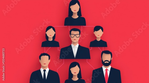 Organizational Chart Design Illustrating Flat Company Hierarchy