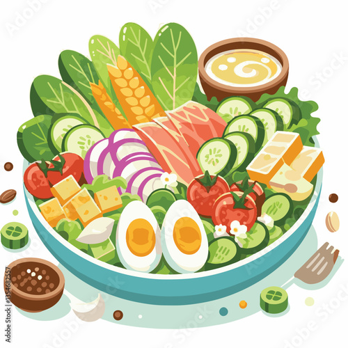 food, lunch, vegetable, salad, meal, tomato, lettuce, cobb, avocado, chicken, dinner, egg, green, keto, american, meat, chopped, cuisine, bacon, diet, plate, fresh, healthy, gourmet, leaf, cobb salad,