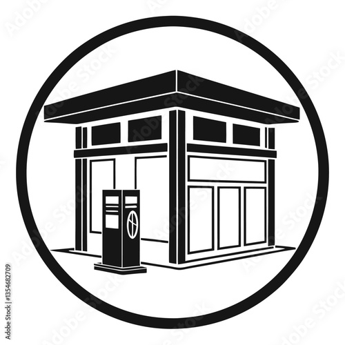 Filling Station Fuel Dispenser Icon in Black