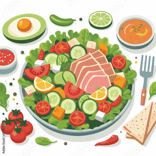 food, lunch, vegetable, salad, meal, tomato, lettuce, cobb, avocado, chicken, dinner, egg, green, keto, american, meat, chopped, cuisine, bacon, diet, plate, fresh, healthy, gourmet, leaf, cobb salad,