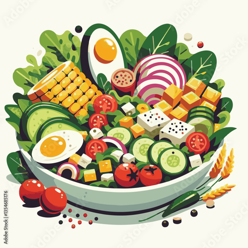 food, lunch, vegetable, salad, meal, tomato, lettuce, cobb, avocado, chicken, dinner, egg, green, keto, american, meat, chopped, cuisine, bacon, diet, plate, fresh, healthy, gourmet, leaf, cobb salad,