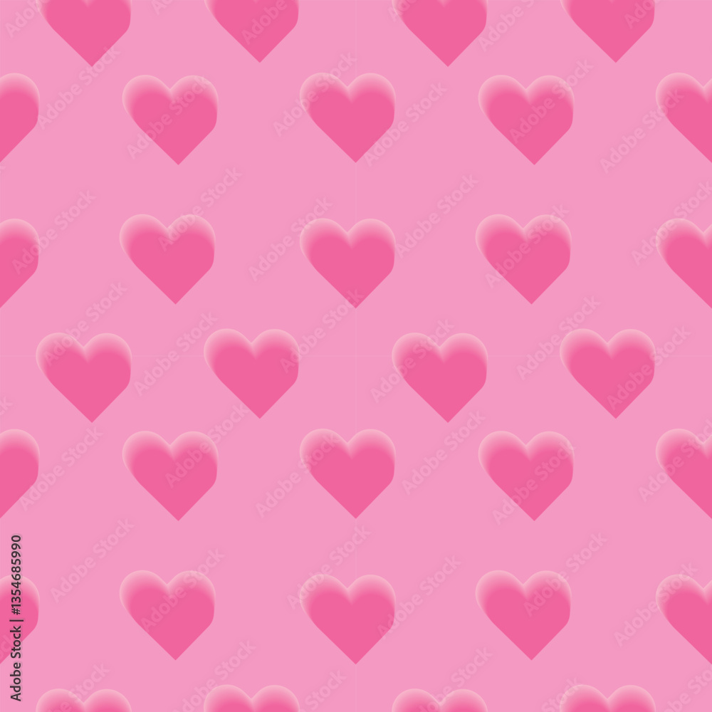 Seamless pink heart pattern on soft background.
Seamless pattern with pink hearts on a light pink background. Romantic and cute design 