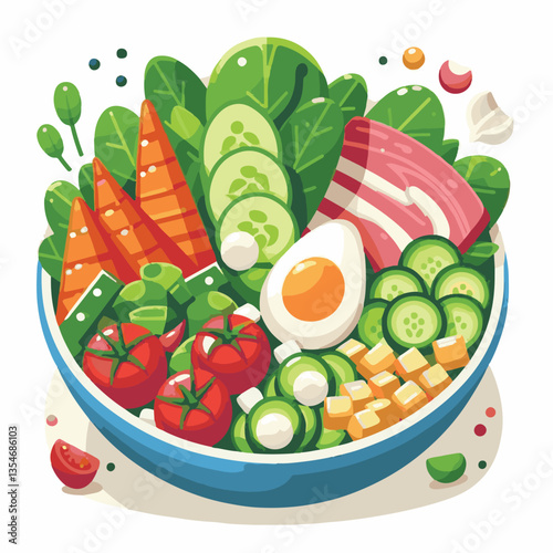 food, lunch, vegetable, salad, meal, tomato, lettuce, cobb, avocado, chicken, dinner, egg, green, keto, american, meat, chopped, cuisine, bacon, diet, plate, fresh, healthy, gourmet, leaf, cobb salad,