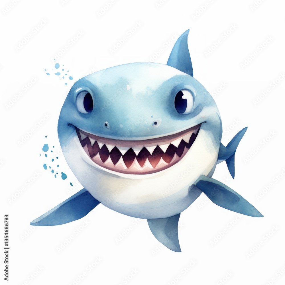 watercolor illustration of a sweet shark watercolor illustration of a sweet shark