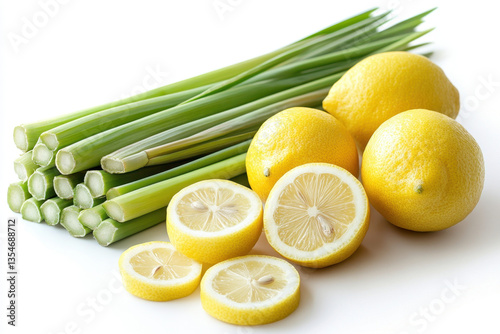 Sliced lemons arranged in a circular pattern on a wooden cutting board, with a steel knife resting beside them.