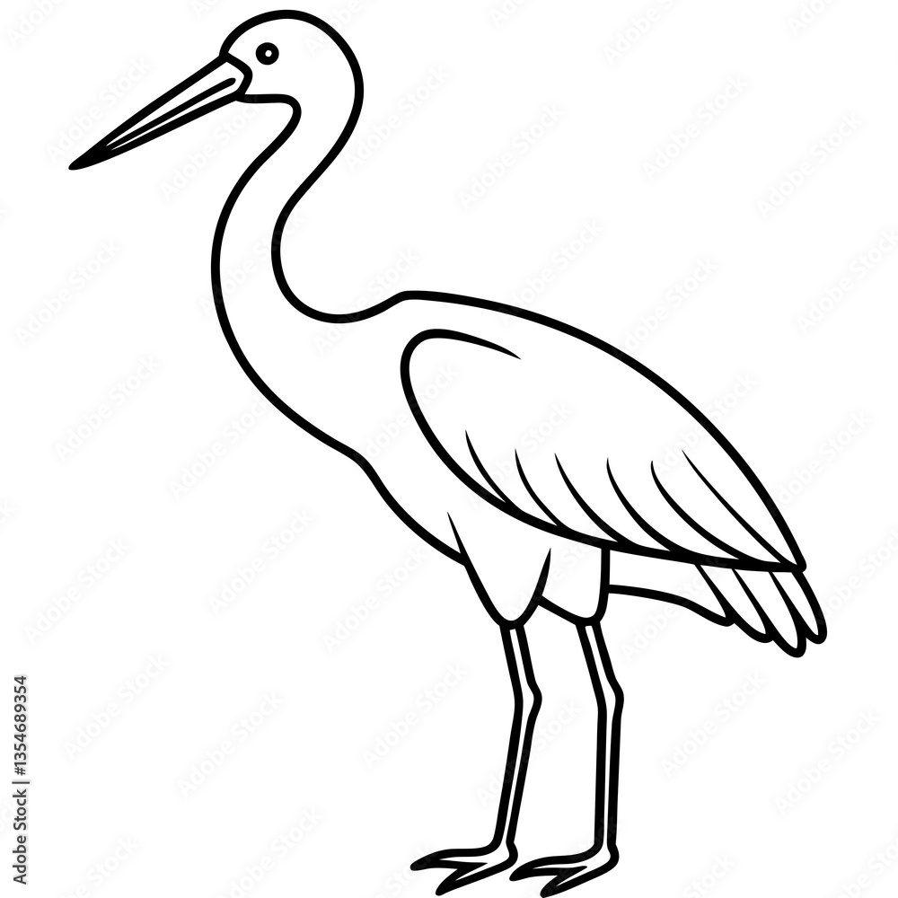 Fototapeta premium Hand-Drawn Stork Outline Art