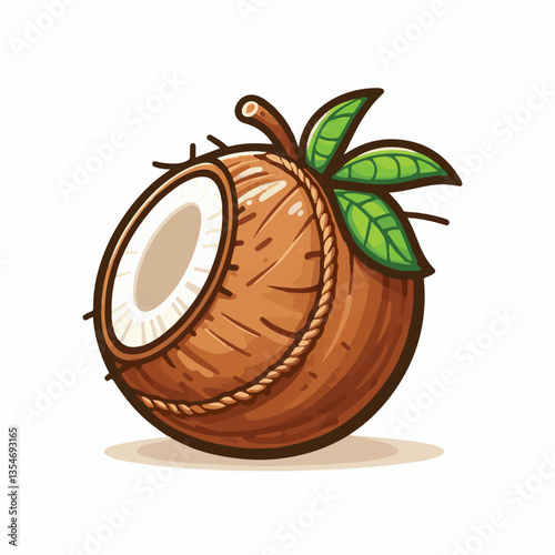 coconut, exotic, tropical, palm, isolated, food, background, fresh, leaf, cut, half, brown, coco, nature, nut, healthy, natural, fruit, white, ingredient, diet, piece, milk, shell, break, green, organ