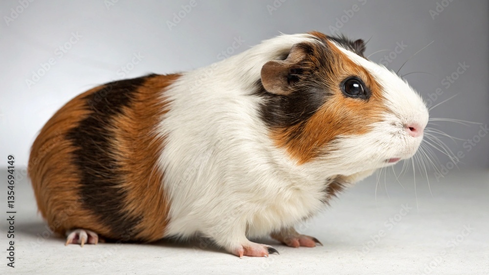 Abyssinian Guinea Pig in full view on studio background
Abyssinian Guinea Pig in full view on studio background