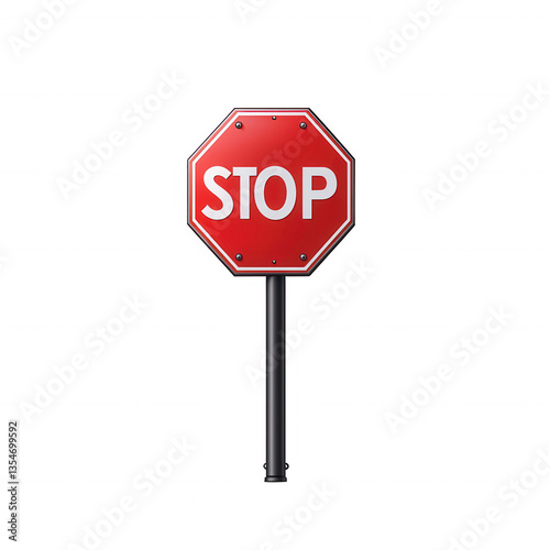 Traffic safety action stop sign notification urban photo daylight close-up view traffic awareness on transparent background