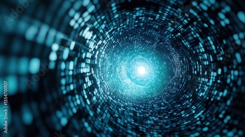 Wallpaper Mural Light blue tunnel of abstract digital data visuals Torontodigital.ca